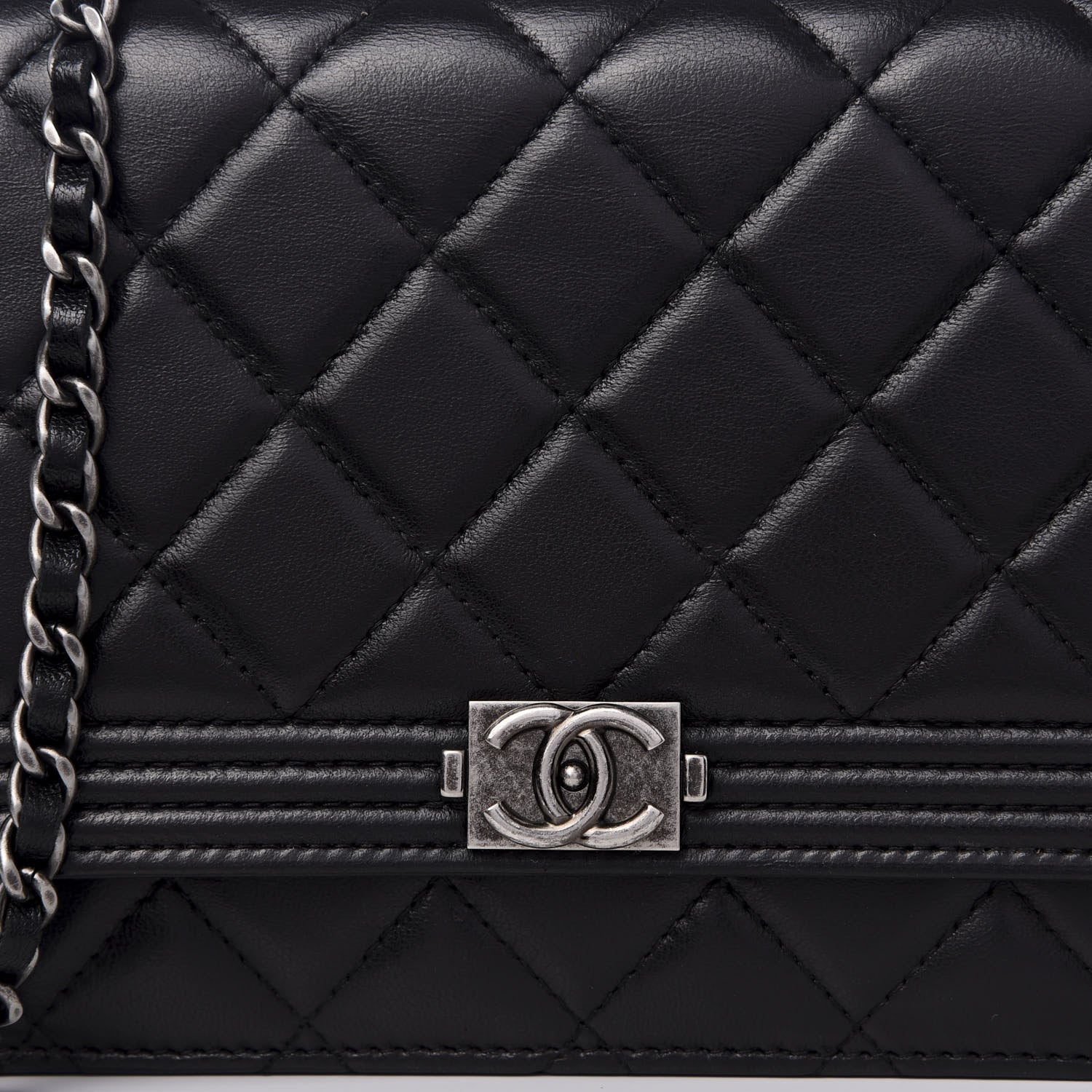 Chanel Lambskin Quilted Boy Wallet On Chain WOC Black 8 of 9