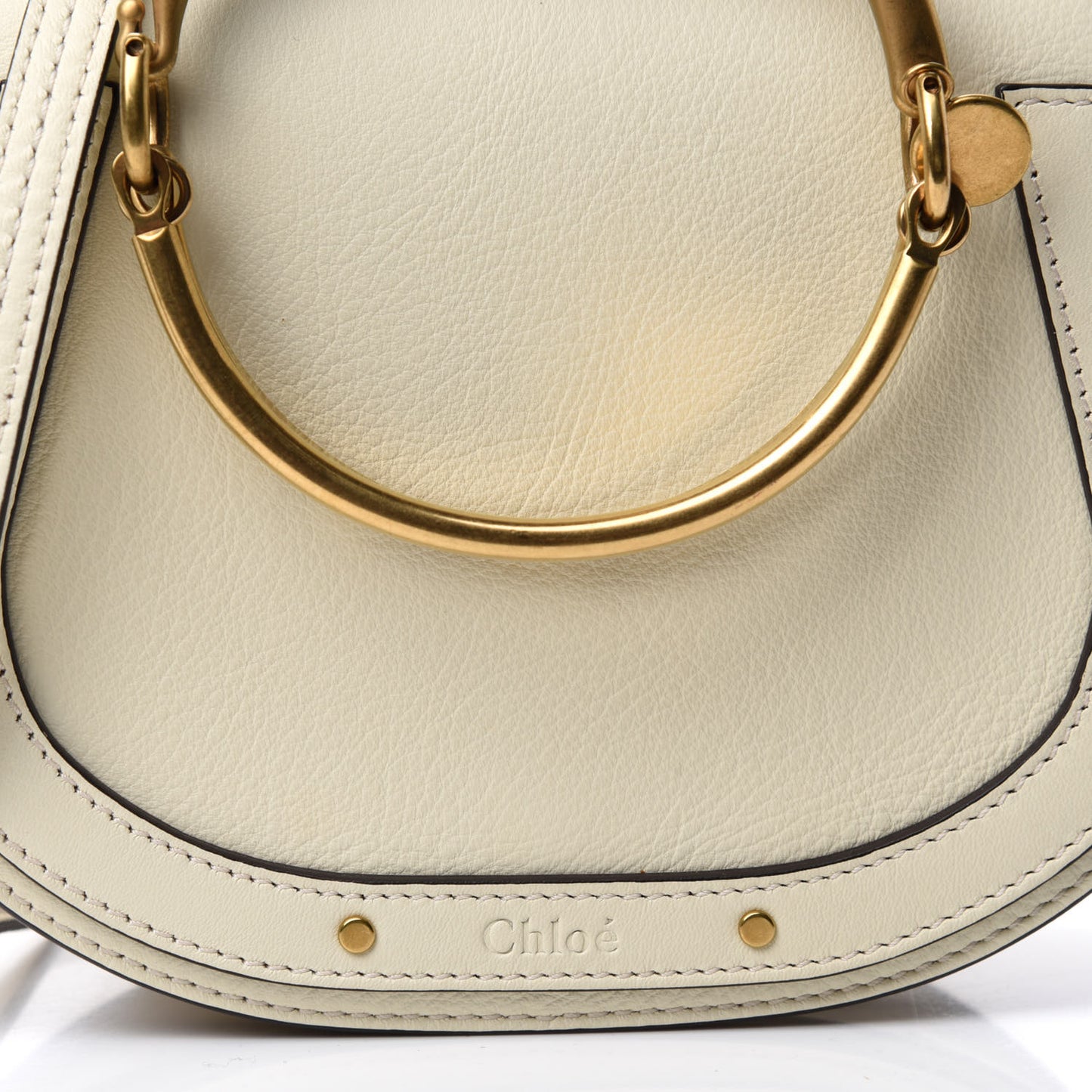 Calfskin Suede Small Nile Bracelet Bag Off White
