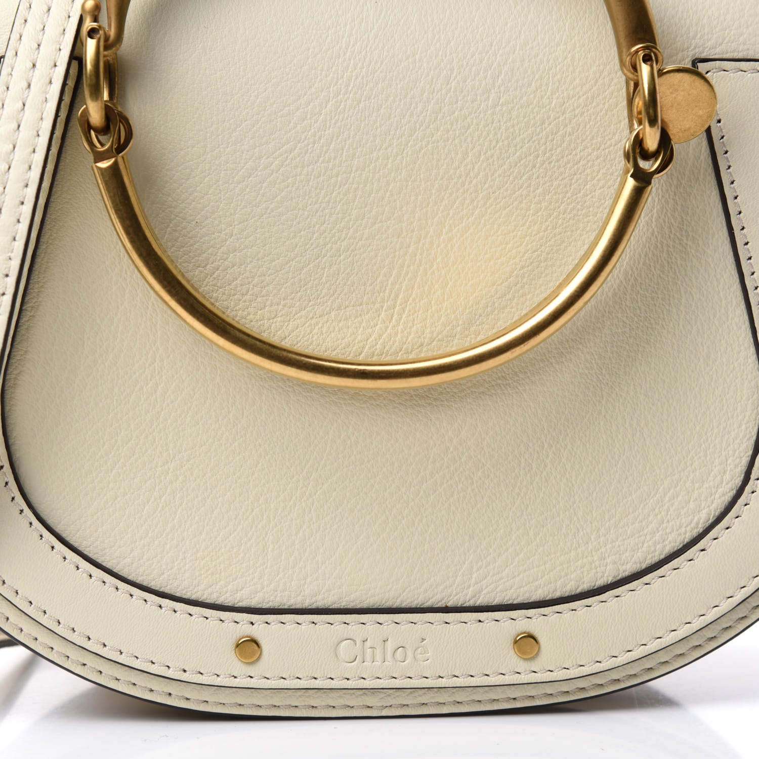 Chloe Calfskin Suede Small Nile Bracelet Bag Off White 9 of 9
