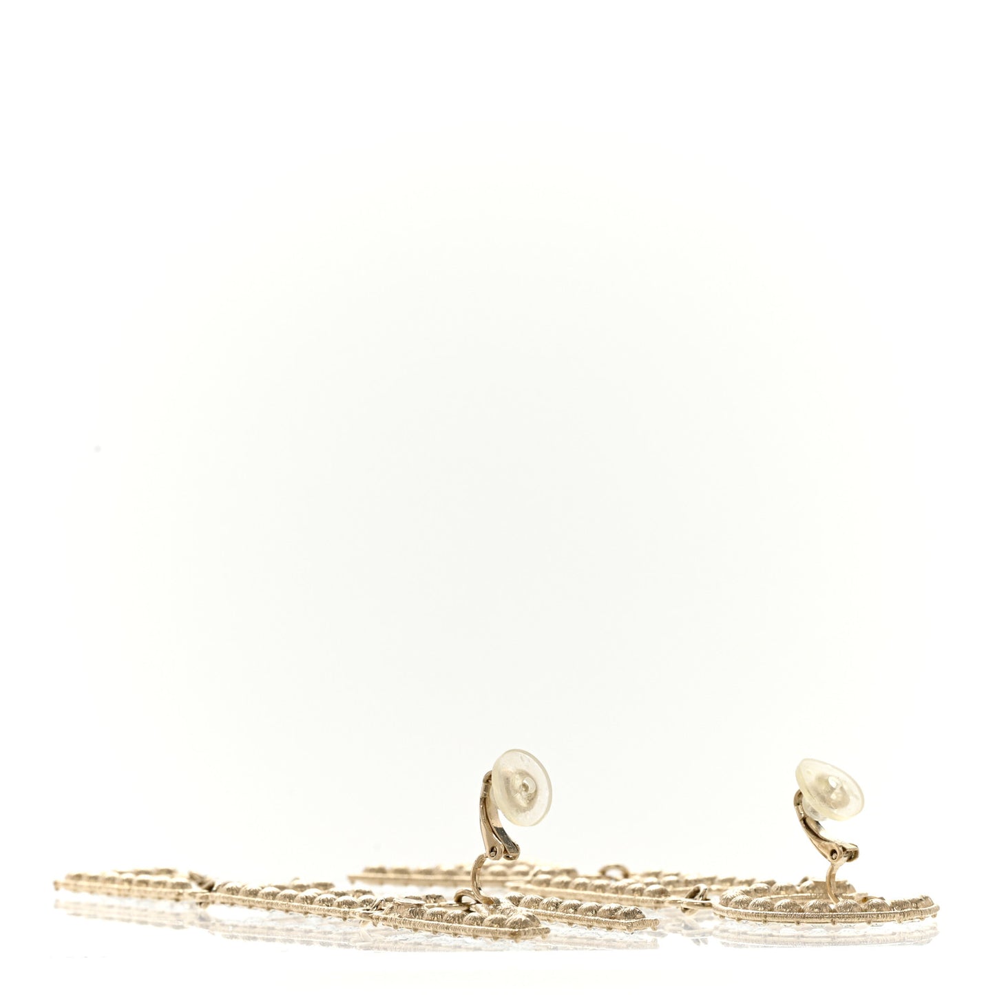 Crystal Cha-Nel Logo Drop Clip On Earrings Gold