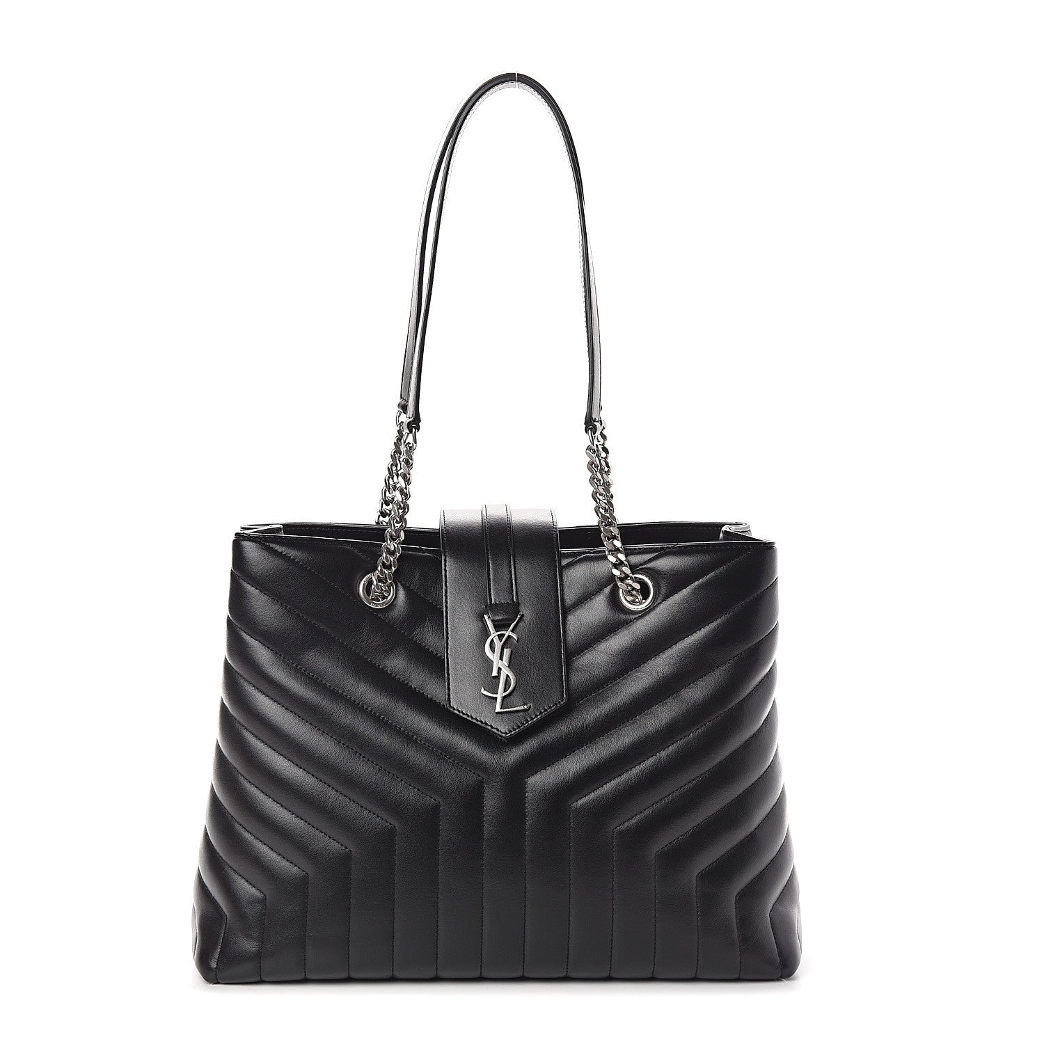 Saint Laurent Calfskin Y Quilted Monogram Large Loulou Shopper Black 1 of 9