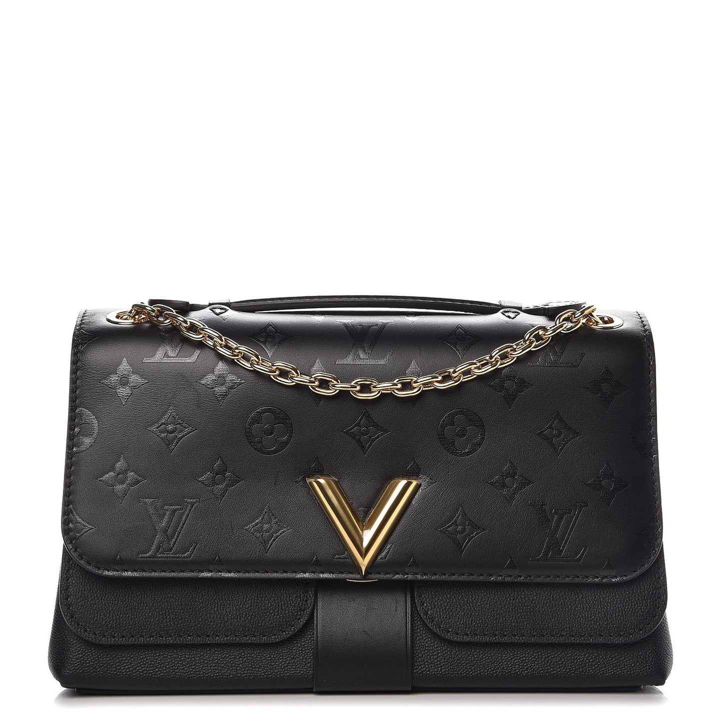 Monogram Cuir Plume Ecume Very Chain Bag Black