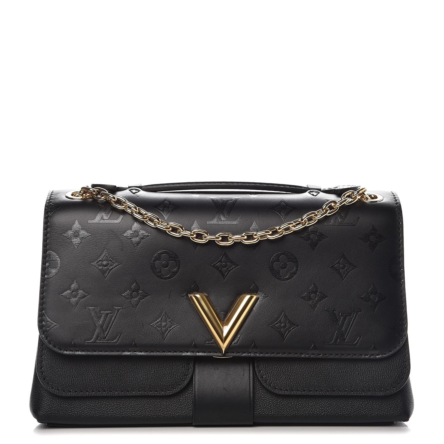 Louis Vuitton Monogram Cuir Plume Ecume Very Chain Bag Black 1 of 7