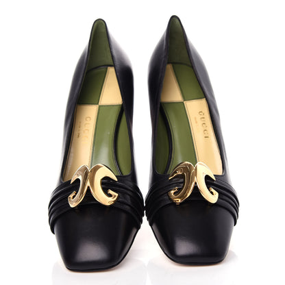 Gucci Malaga Kid Half Moon GG Square Toe Pumps 39 Black 5 of 11
