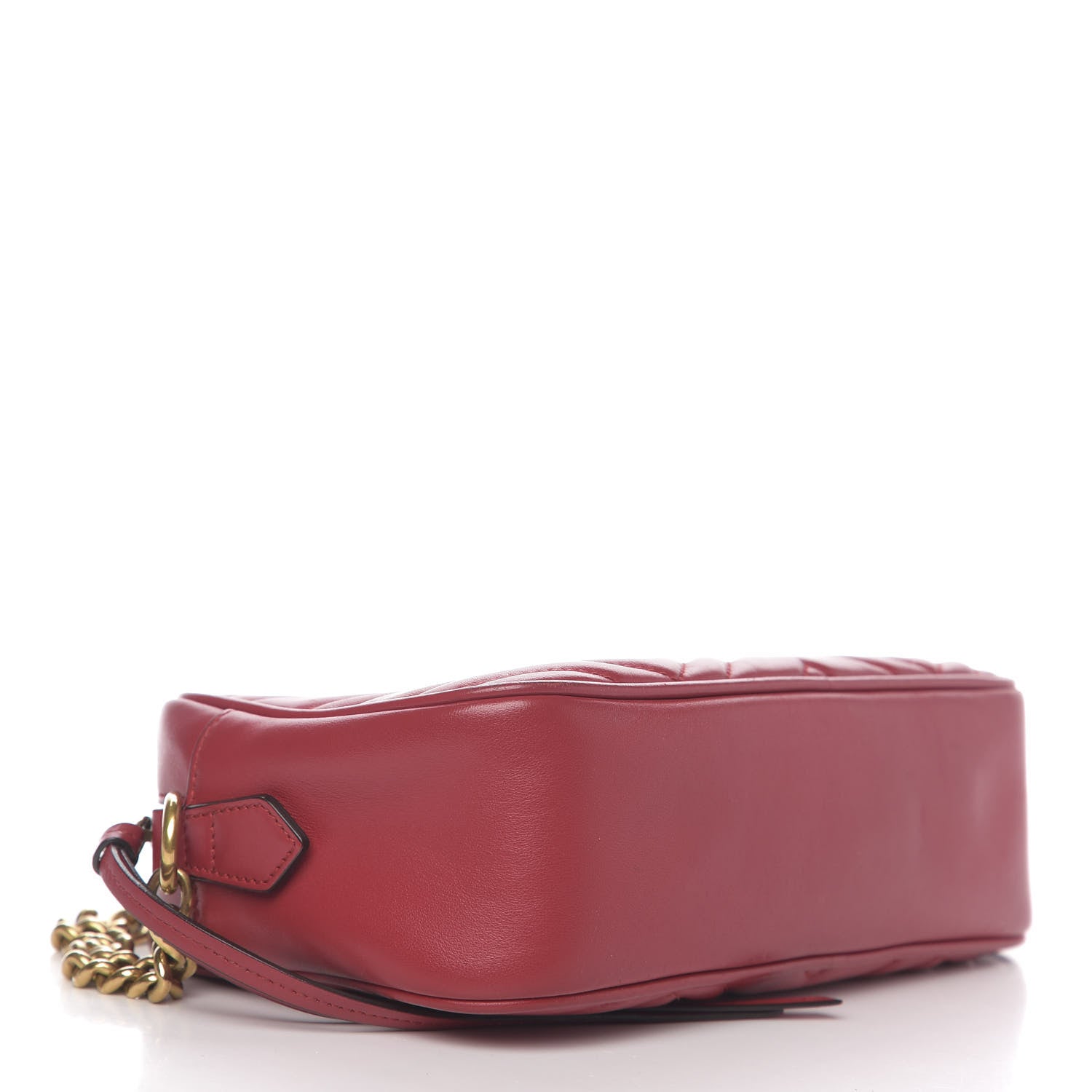 Gucci Calfskin Matelasse Small GG Marmont Chain Shoulder Bag Hibiscus Red 3 of 9