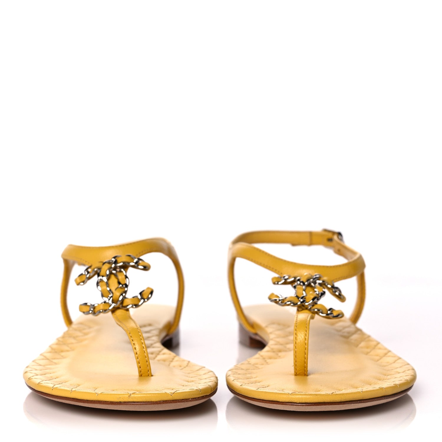Chanel Lambskin CC Logo Thong Sandals 35 Yellow 2 of 11