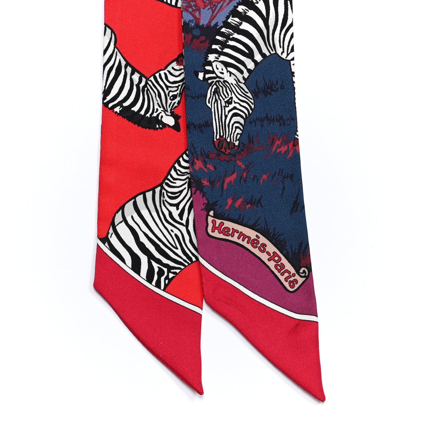 Silk Les Zebres Twilly Rouge Bleu Noir