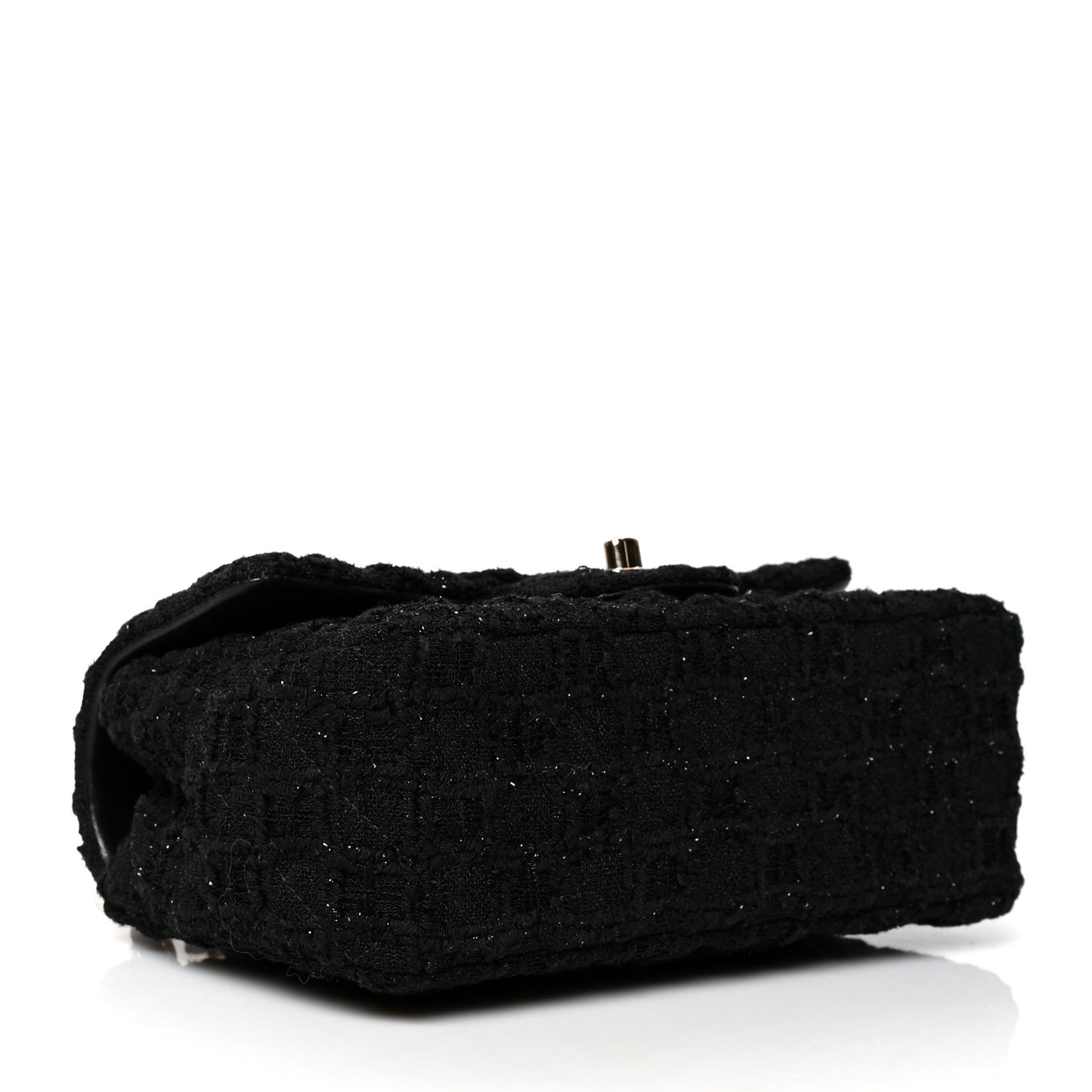 Tweed Quilted Mini Rectangular Flap Black