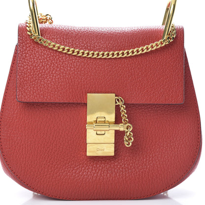 Chloe Grained Lambskin Mini Drew Shoulder Bag Plaid Red 8 of 16
