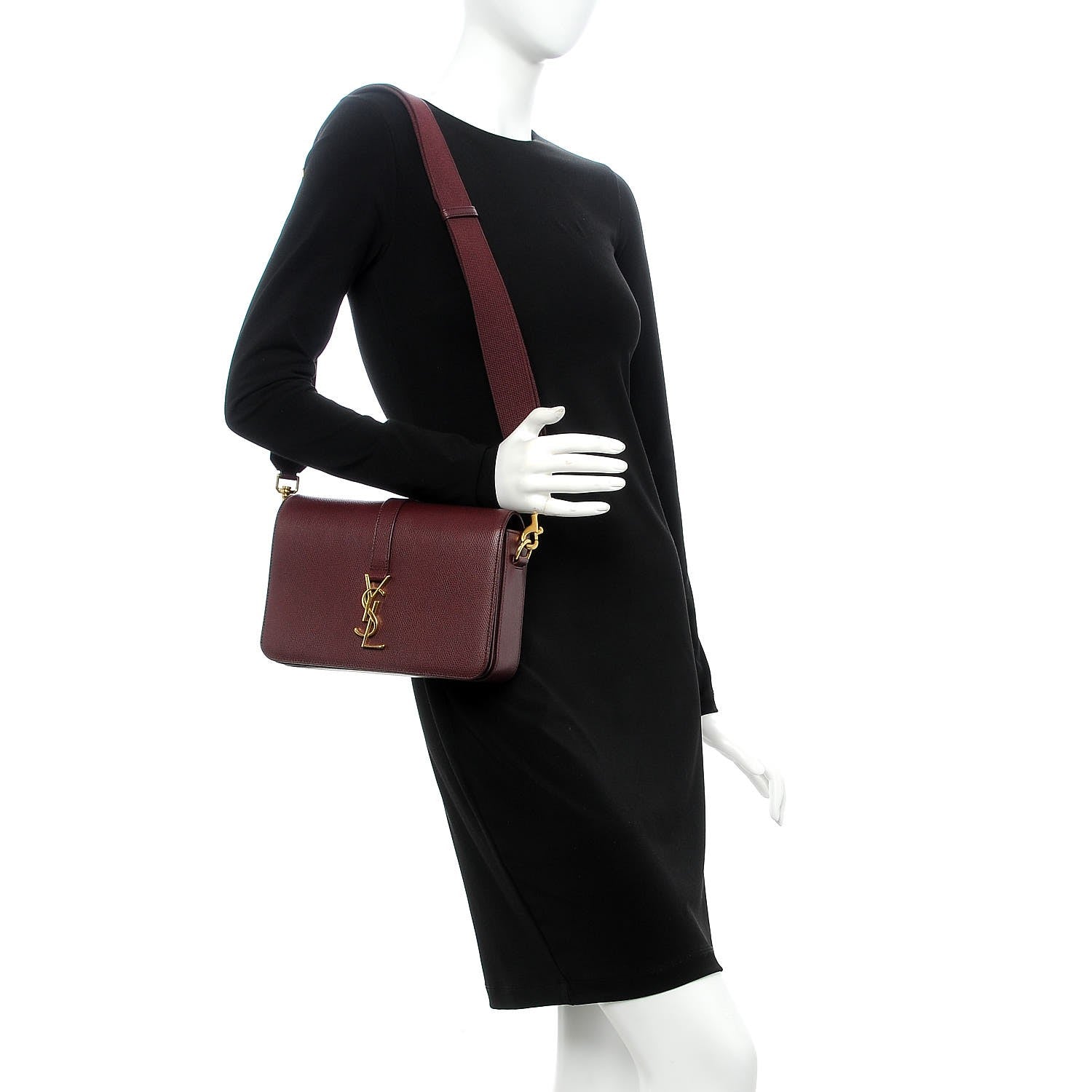 Saint Laurent Textured Calfskin Medium Classic Monogram Universite Bag Dark Red 3 of 8