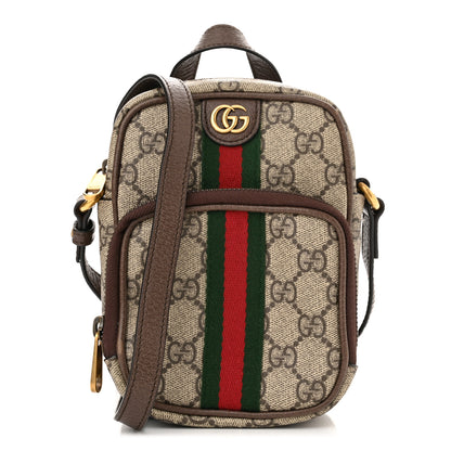 Gucci GG Supreme Monogram Web Mini Ophidia Double Zip Messenger Bag Beige New Acero 1 of 13