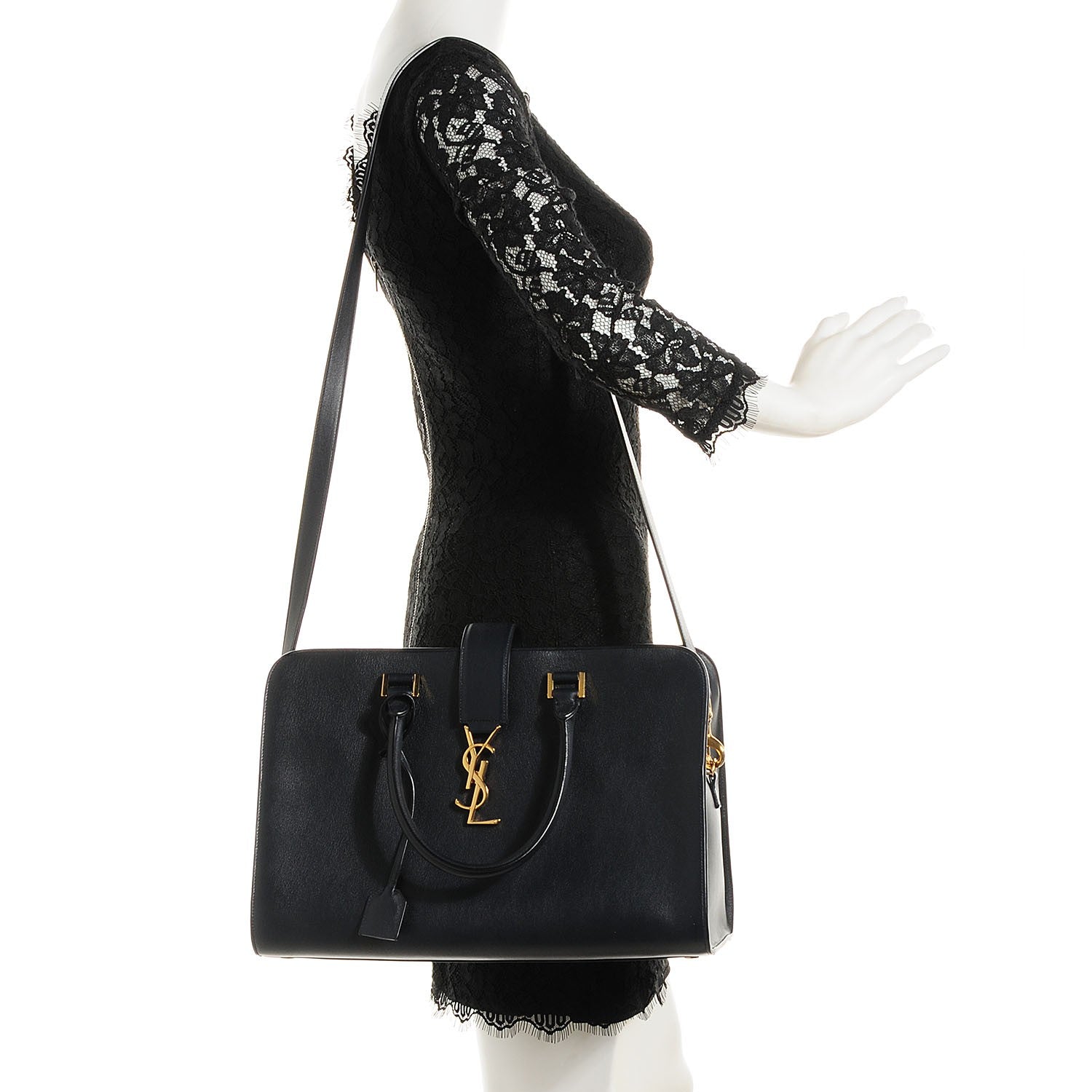 Saint Laurent Smooth Calfskin Medium Monogram Cabas Black 2 of 11