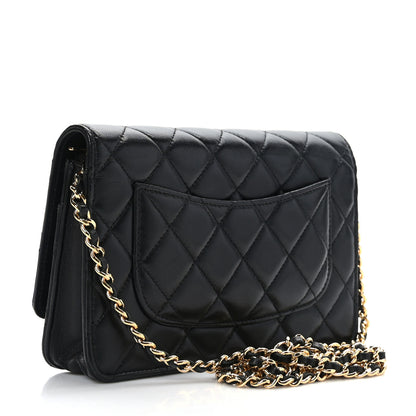 Chanel Lambskin Quilted Wallet On Chain WOC Black 3 of 9