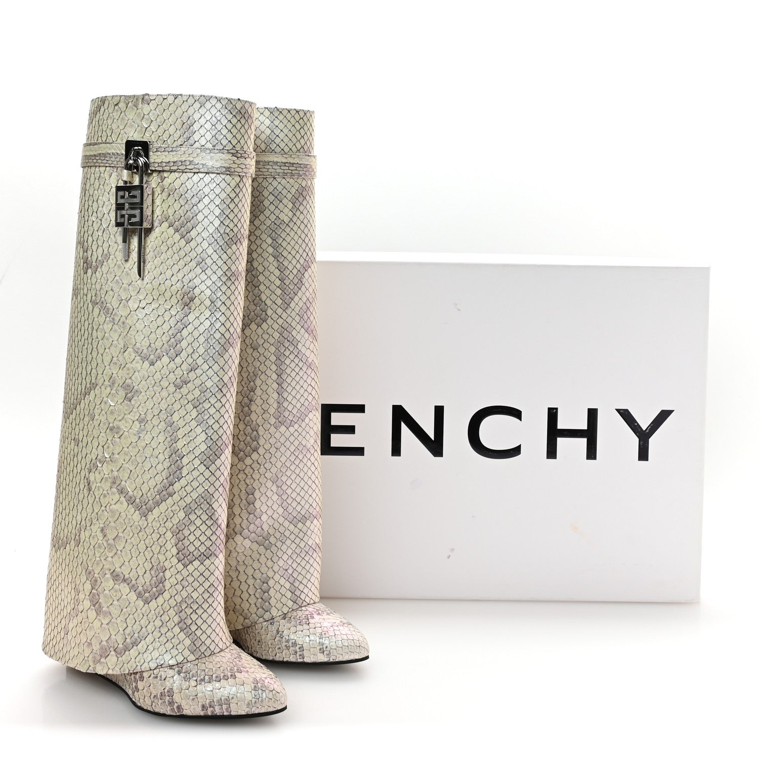 Givenchy Python Shark Lock Pant Boots 39 Natural Beige 8 of 8