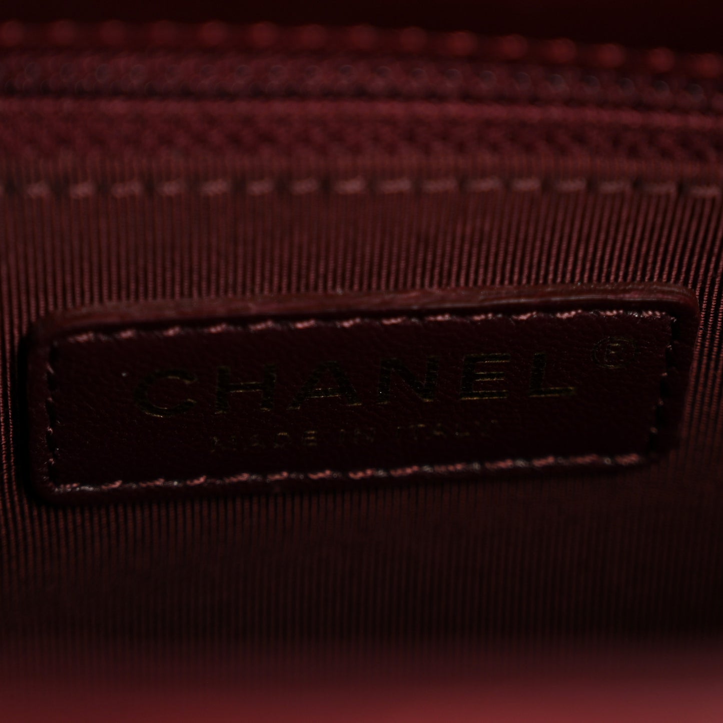 Glazed Calfskin Quilted Small Gold Bar Tote Red