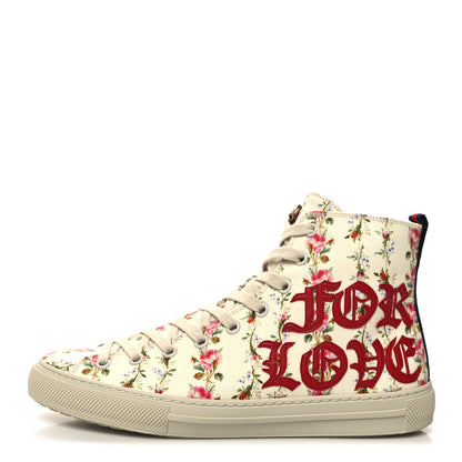 Gucci Canvas Romantic Print Major Blind For Love High Top Sneakers 37.5 Ivory 1 of 7