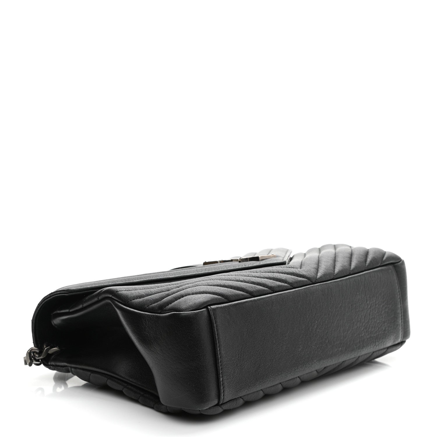 Saint Laurent Sheepskin Matelasse Chevron Monogram Large College Satchel Black 4 of 12
