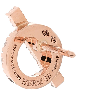 Hermes 18K Rose Gold Diamond Finesse Earrings 4 of 4