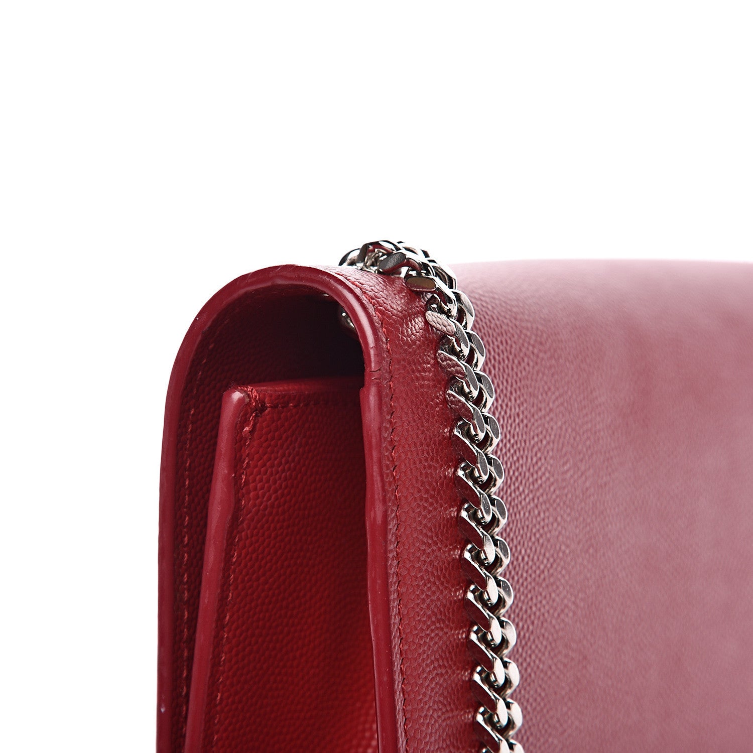 Saint Laurent Grain De Poudre Medium Monogram Kate Satchel Red 9 of 14