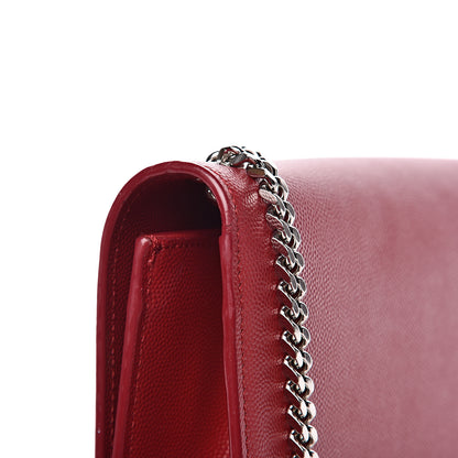 Saint Laurent Grain De Poudre Medium Monogram Kate Satchel Red 9 of 14