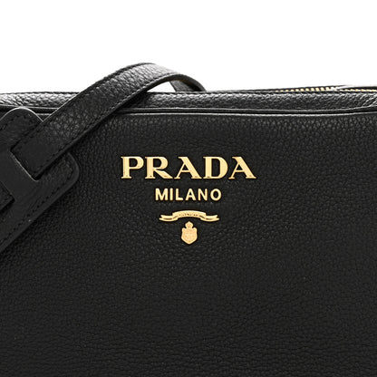 Prada Vitello Daino Medium Double Zip Shoulder Bag Black 9 of 12