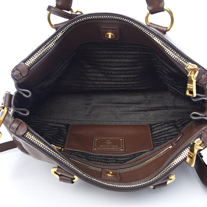 Prada Soft Calf Double Zip Shoulder Bag Nocciolo 5 of 12