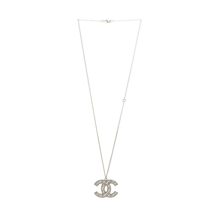 Chanel Metal Quilted CC Pendant Necklace Gold White 3 of 6