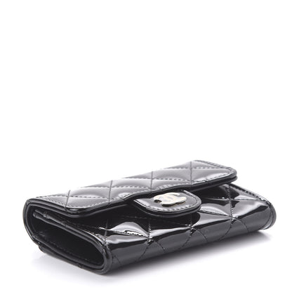 Chanel Patent Quilted Flap Card Holder Wallet Black 4 of 12