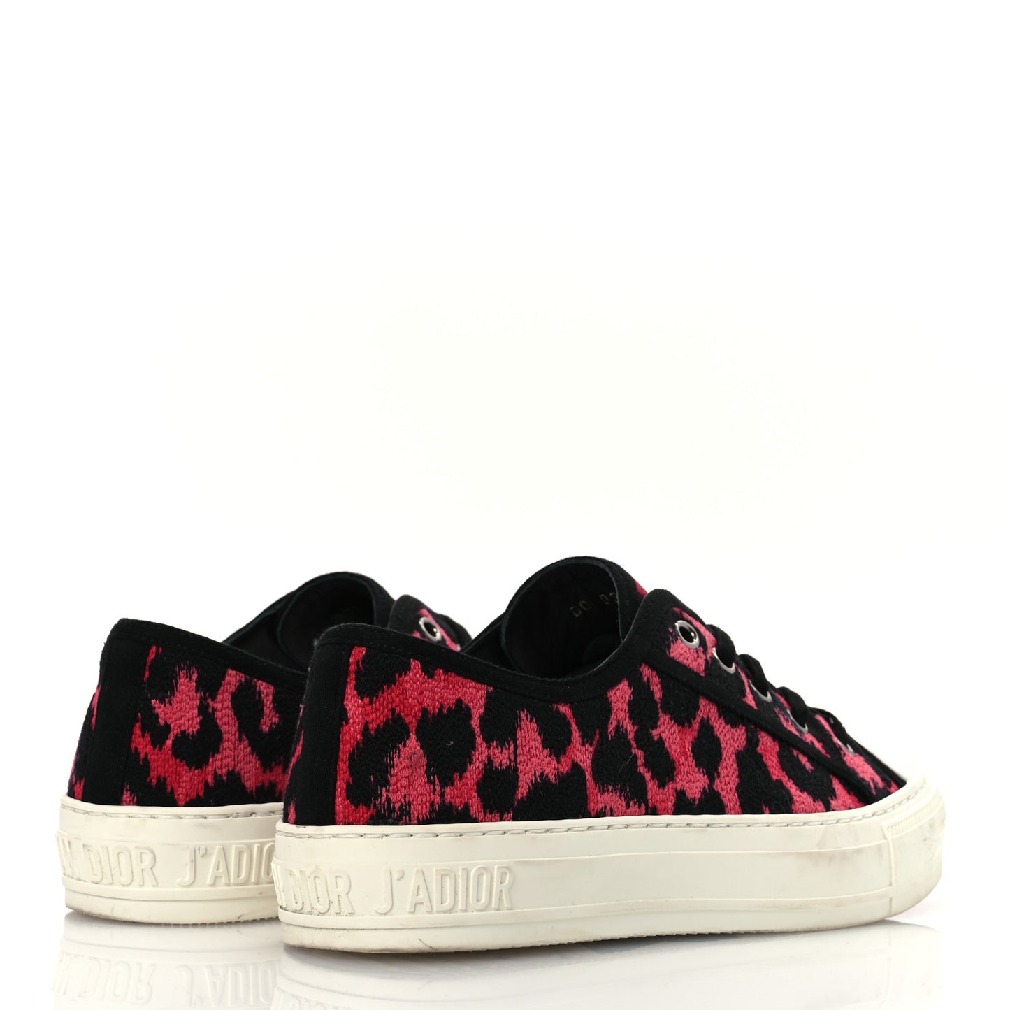 Canvas Leopard Embroidered Womens Walk N Dior Low Top Sneakers 37.5 Framboise