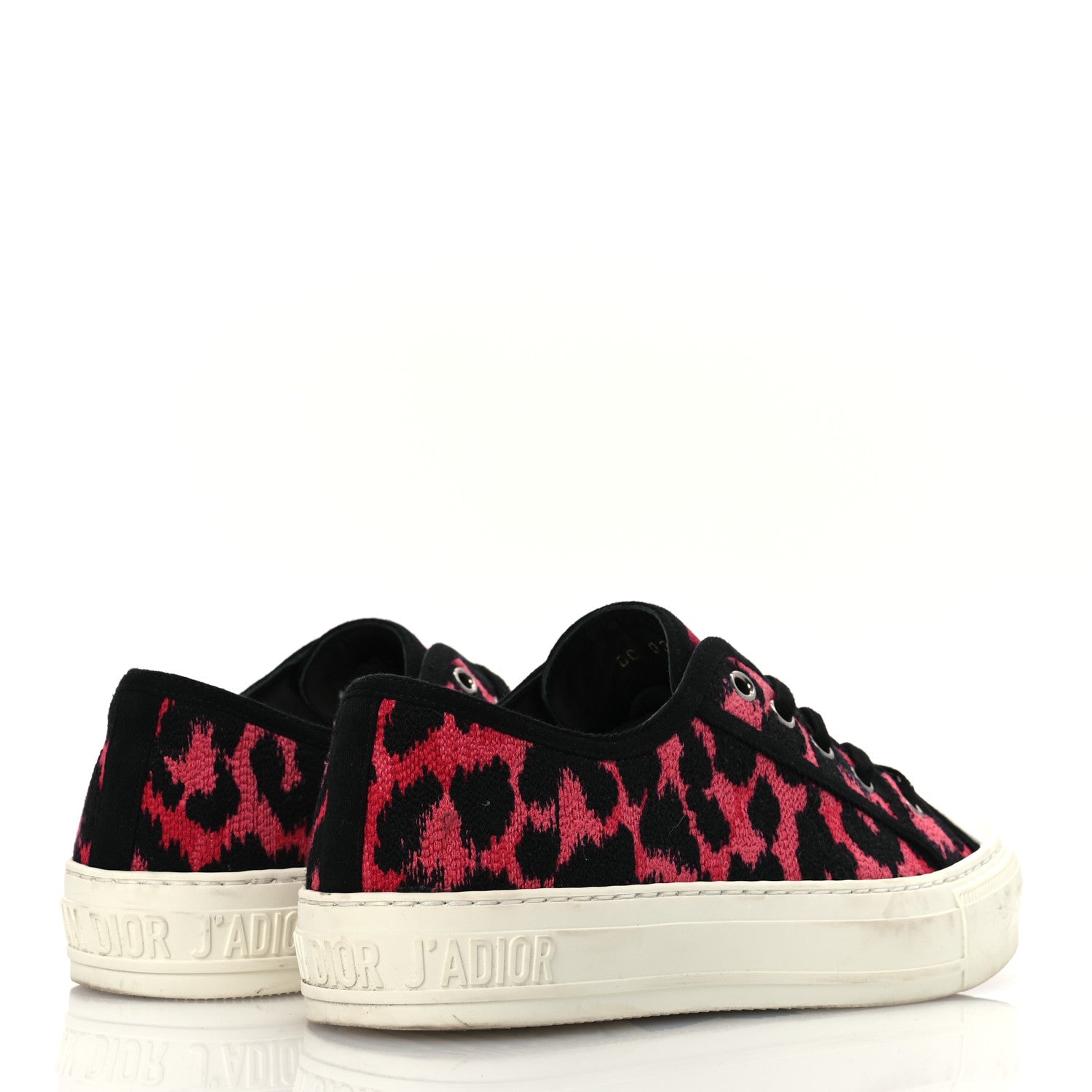 Christian Dior Canvas Leopard Embroidered Womens Walk N Dior Low Top Sneakers 37.5 Framboise 5 of 15