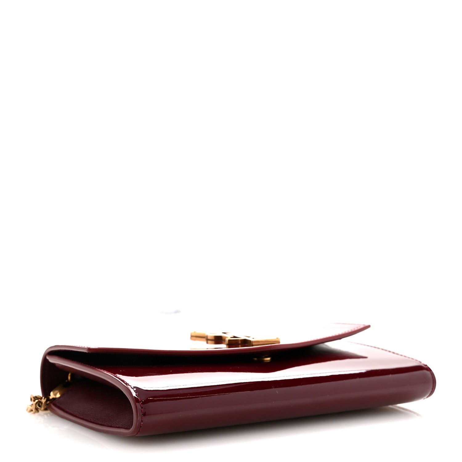 Saint Laurent Patent Uptown Chain Wallet Red Grenat 5 of 11