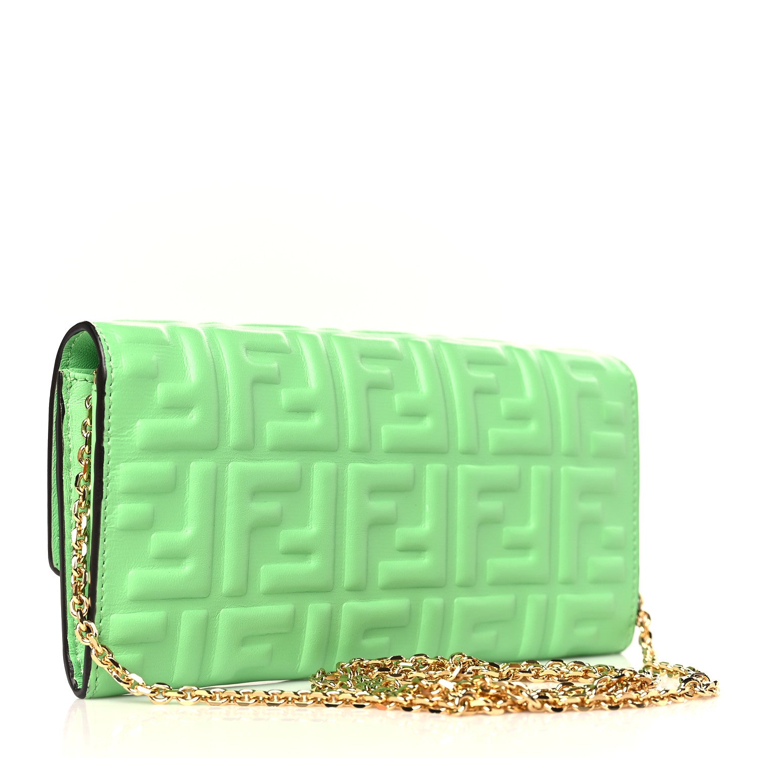 Fendi Nappa Matisse FF Embossed Continental Wallet On Chain Edamame 2 of 6