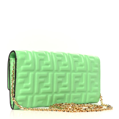 Fendi Nappa Matisse FF Embossed Continental Wallet On Chain Edamame 2 of 6