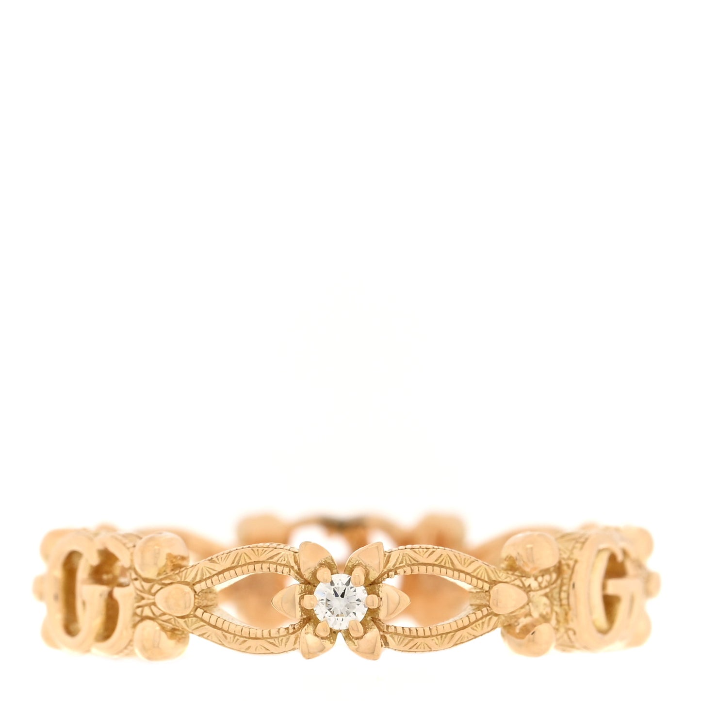 18K Yellow Gold Diamond Flora Band Ring 53 6.25