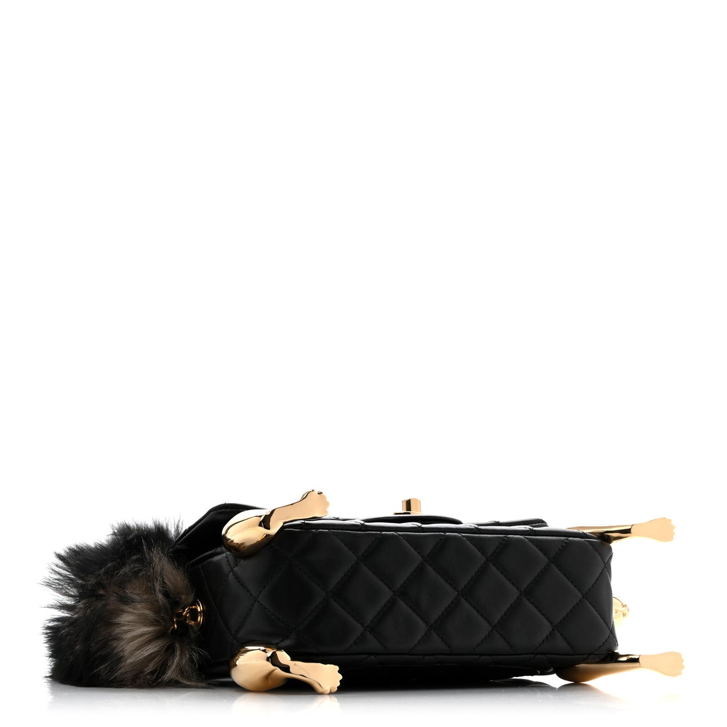 Lambskin Shearling Quilted Mini Squirrel Flap Black