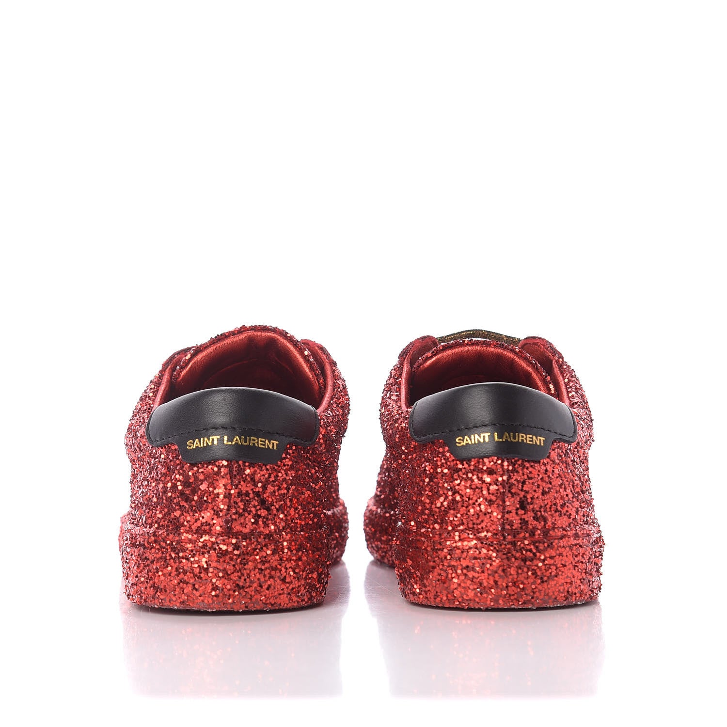 Saint Laurent Calfskin Crystal Glitter Andy Sneakers 36.5 Red 7 of 11