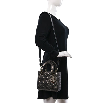 Christian Dior Metallic Grained Calfskin Cannage My ABCDior Lady Dior Gunmetal 2 of 8