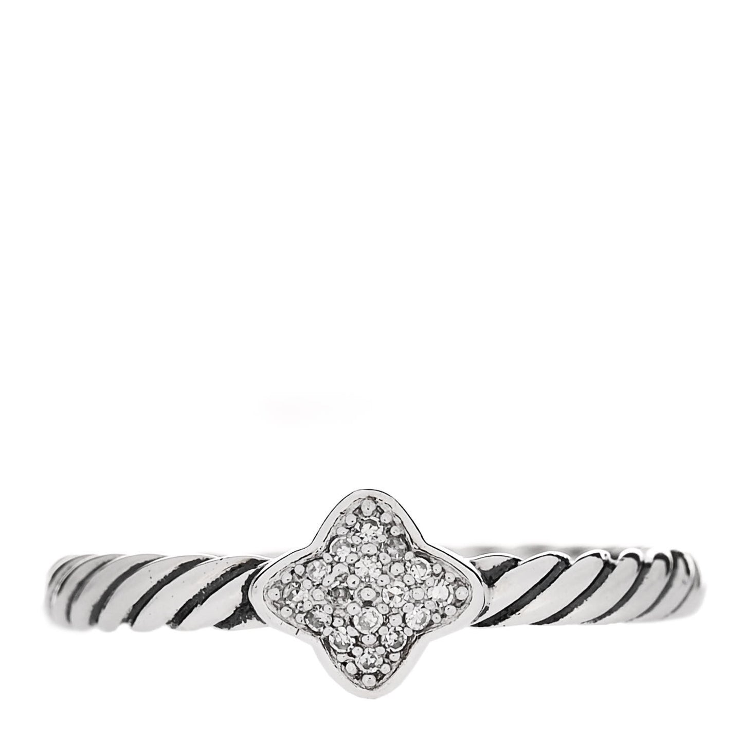 Sterling Silver Diamond Quatrefoil Ring 52 6