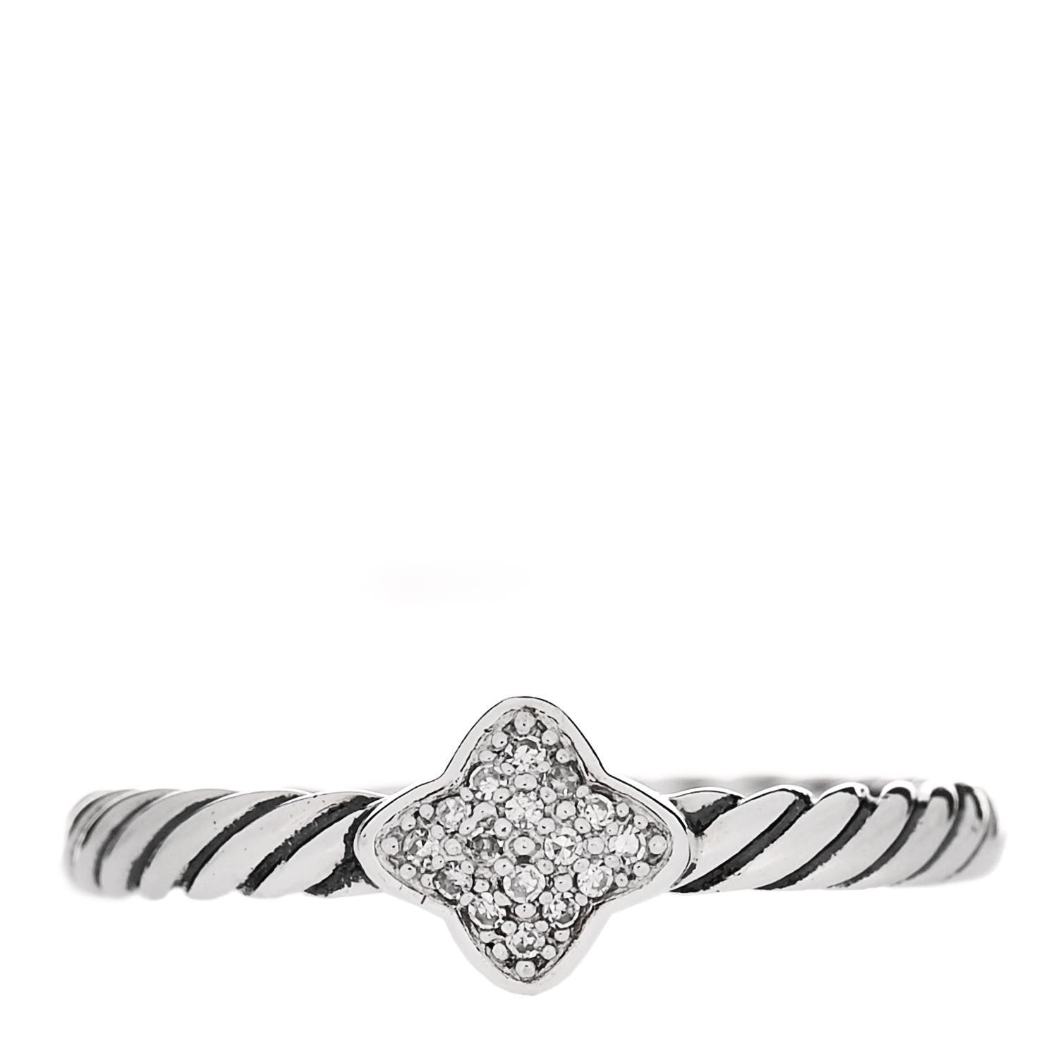 David Yurman Sterling Silver Diamond Quatrefoil Ring 52 6 1 of 4