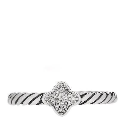 David Yurman Sterling Silver Diamond Quatrefoil Ring 52 6 1 of 4