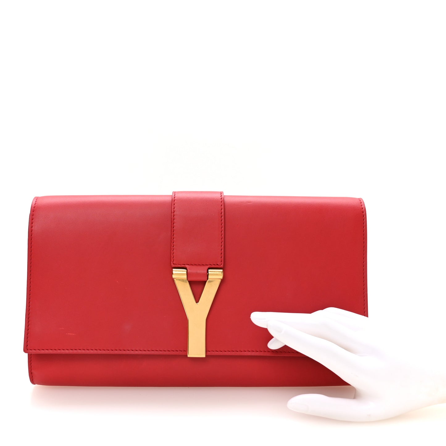 Calfskin Classic Y Ligne Clutch Red