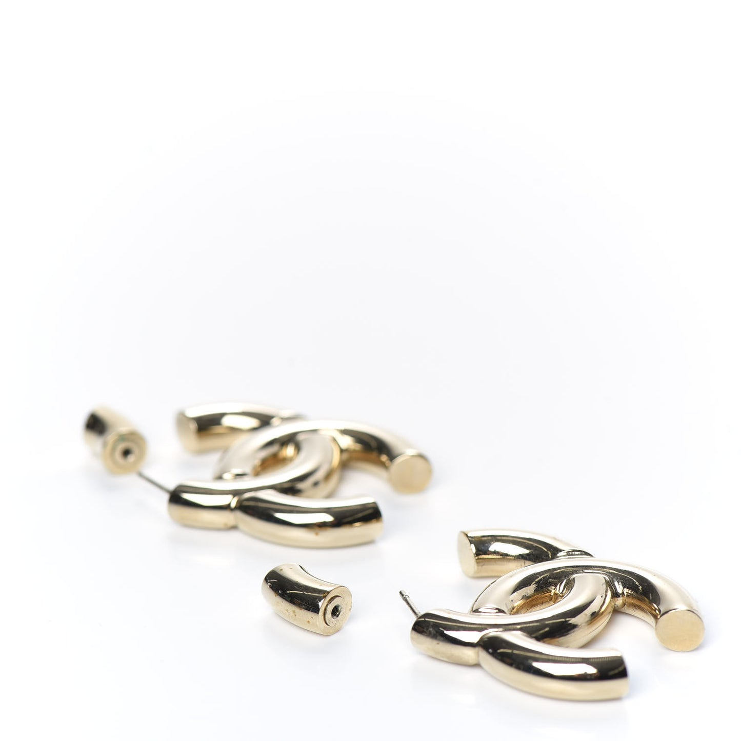 Metal Large CC Earrings Light Gold