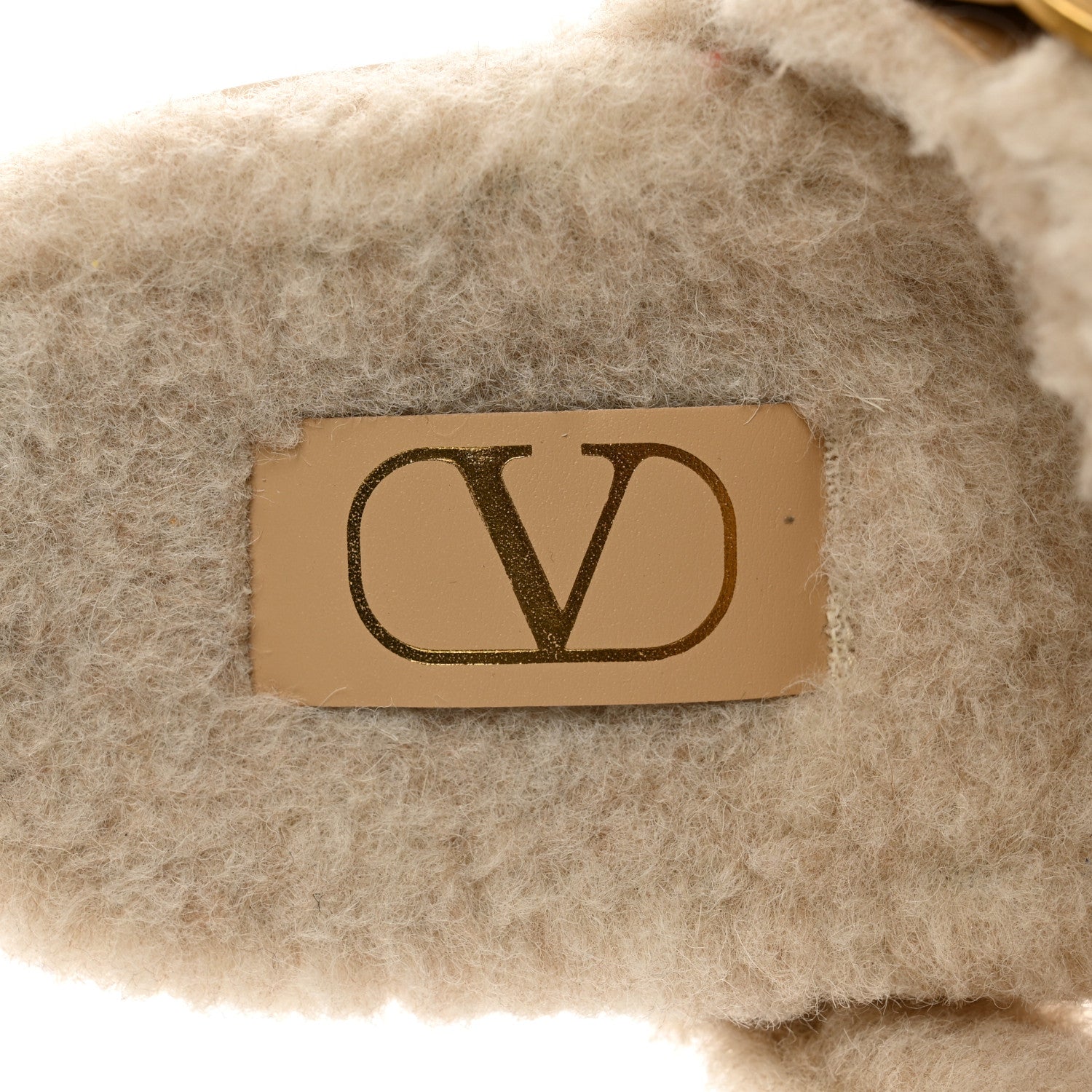 Valentino Garavani Shearling Roman Stud Slide Sandals 38.5 Sahara Beige 7 of 7