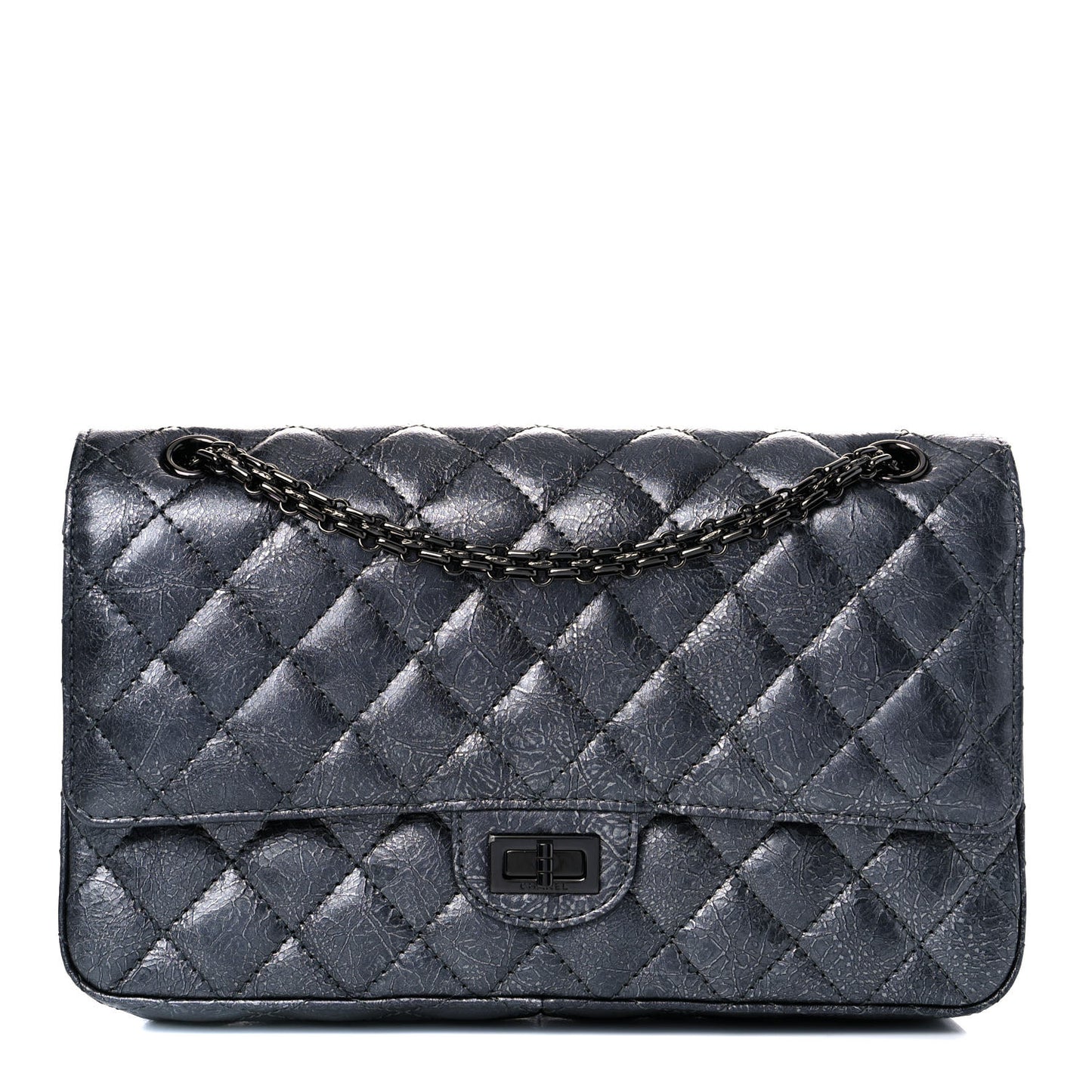 Metallic Crumpled Calfskin Quilted 2.55 Reissue 226 Flap Charcoal