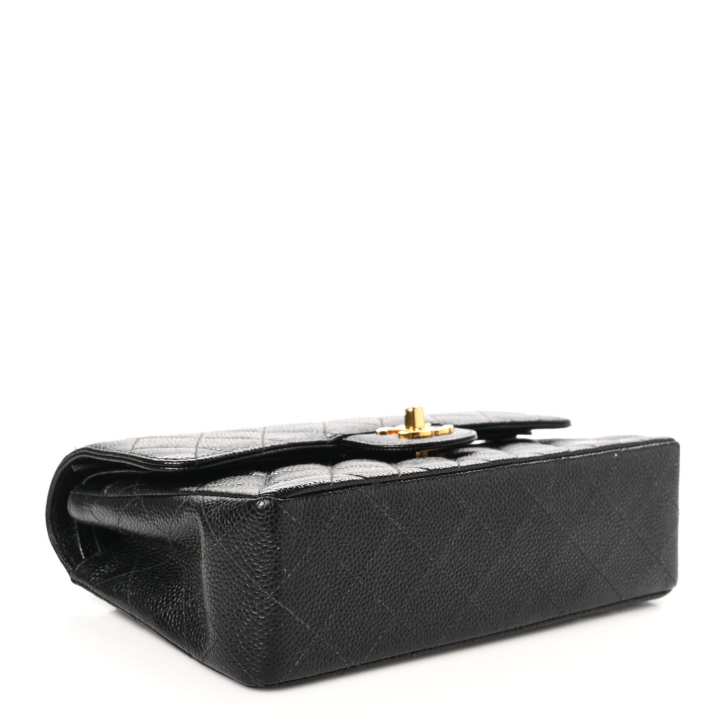 Caviar Quilted Small Double Flap Black