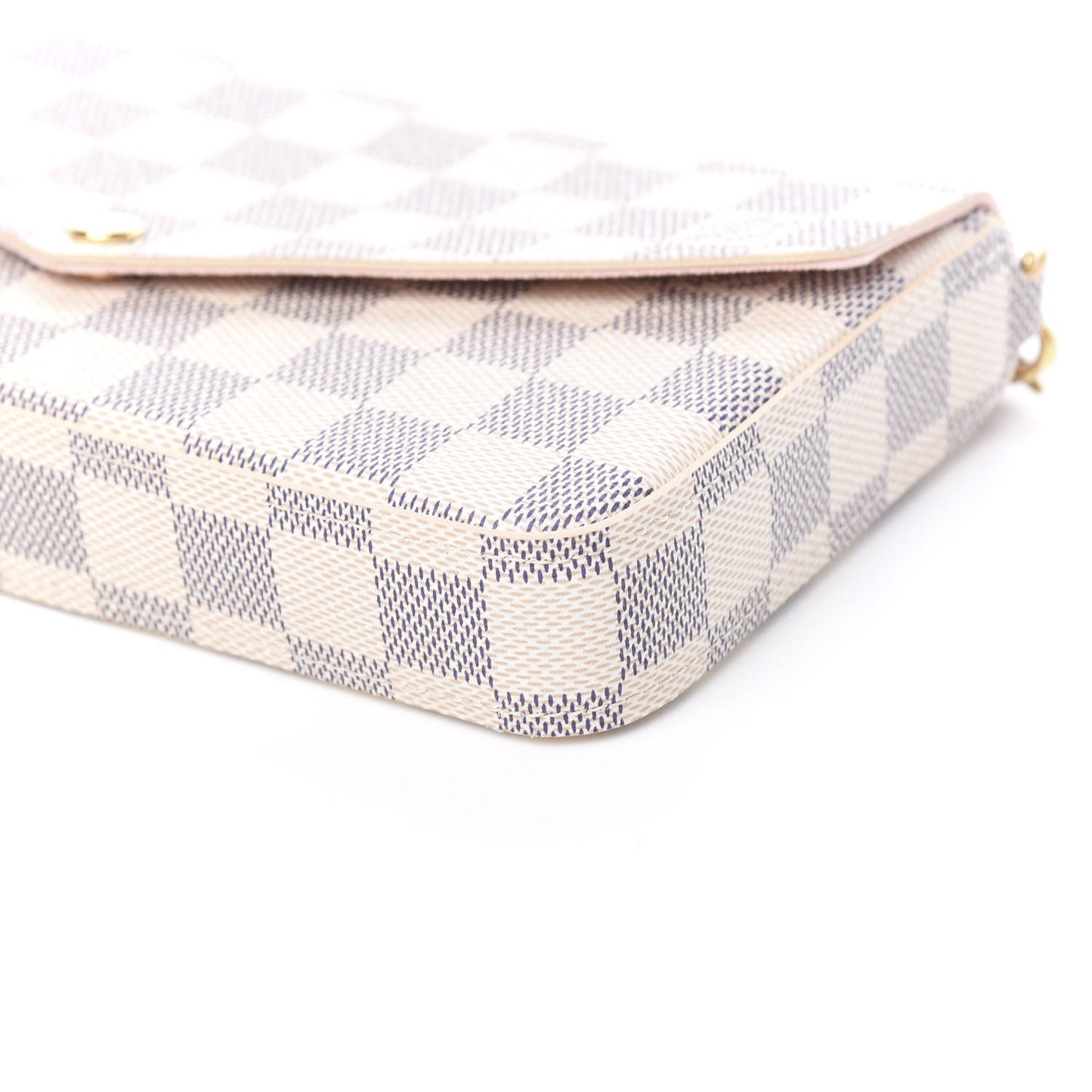 Damier Azur Pochette Felicie Chain Wallet Rose Ballerine