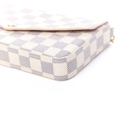 Louis Vuitton Damier Azur Pochette Felicie Chain Wallet Rose Ballerine 8 of 9