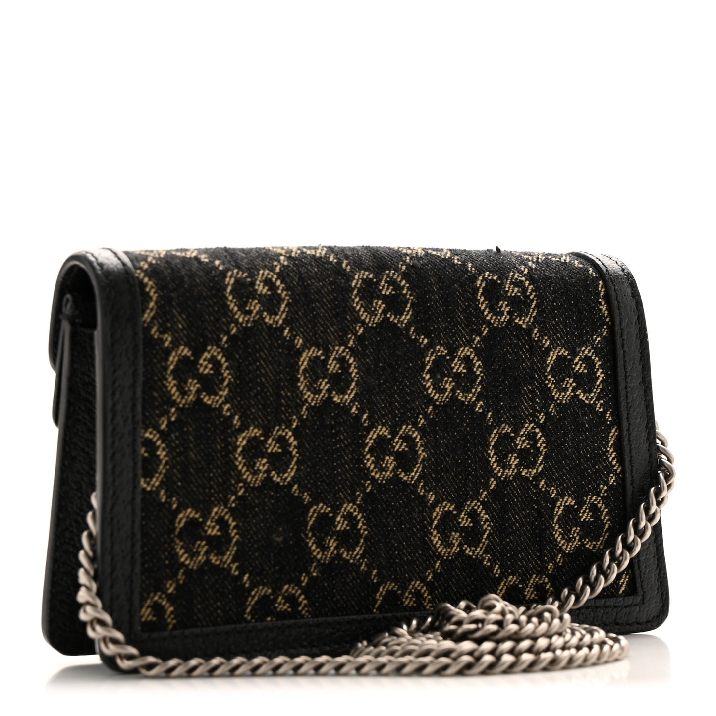 Jacquard Black Denim GG Monogram Super Mini Dionysus Shoulder Bag Black Ivory