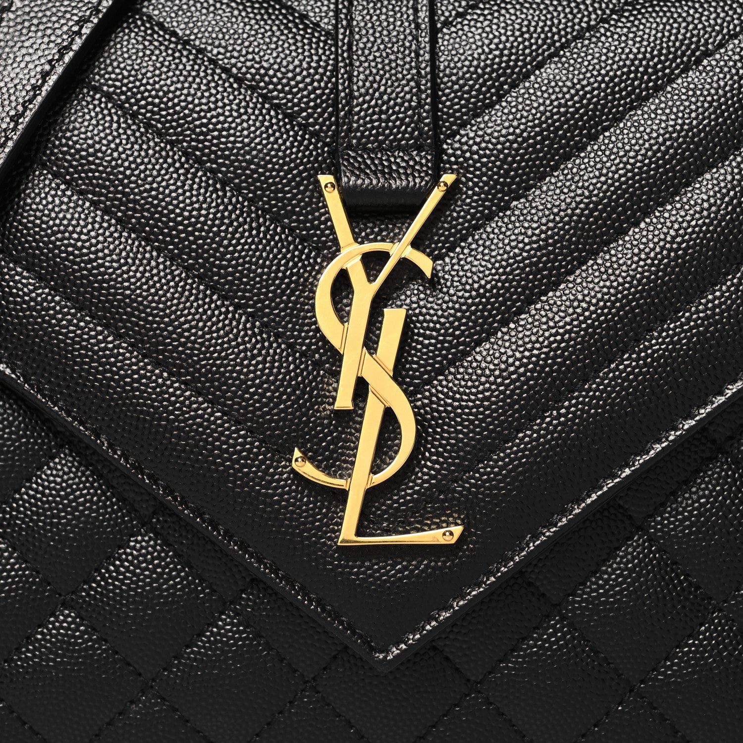 Saint Laurent Grain De Poudre Textured Mixed Matelasse Triquilt Medium Monogram Satchel Black 7 of 9