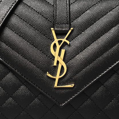 Saint Laurent Grain De Poudre Textured Mixed Matelasse Triquilt Medium Monogram Satchel Black 7 of 9